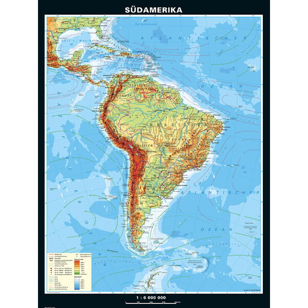 PONS Mapa kontynentalna Südamerika physisch (153 x 202 cm)