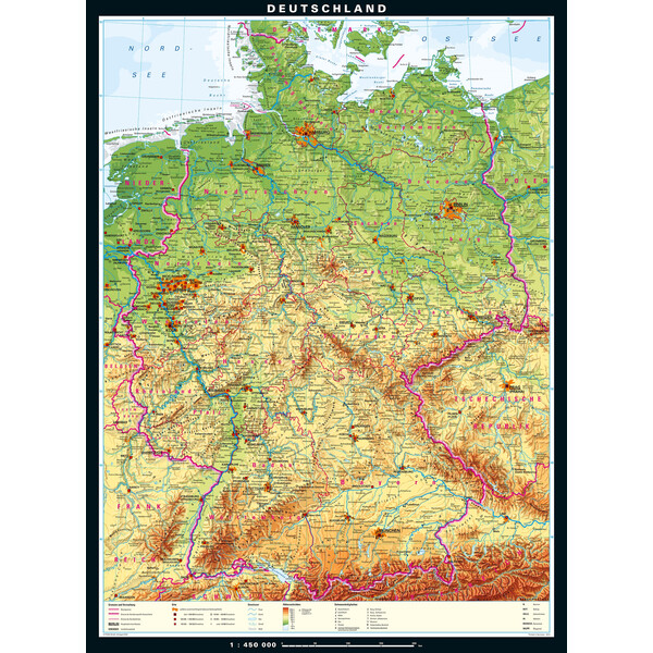 PONS Mapa Niemcy fizyczne (162 x 219 cm)
