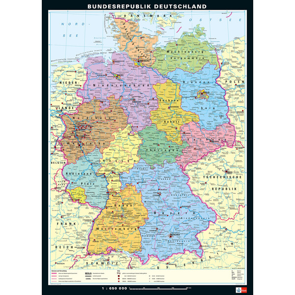 PONS Mapa Deutschland physisch und politisch (113 x 157 cm)