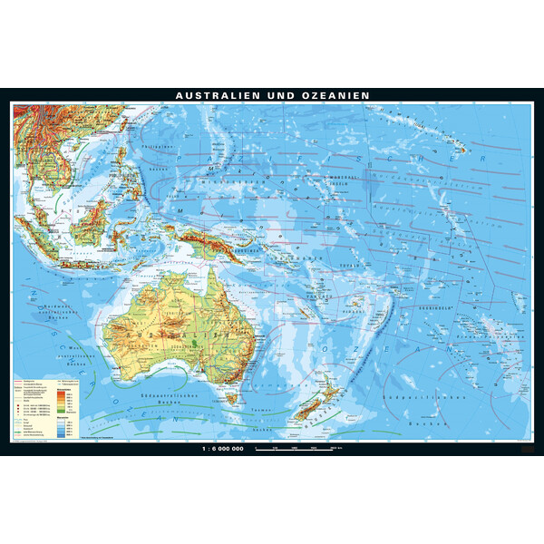 PONS Mapa regionalna Australien und Ozeanien physisch (233 x 158 cm)