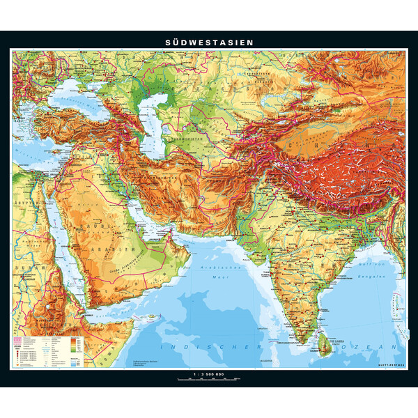 PONS Mapa regionalna Südwestasien physisch (205 x 172 cm)