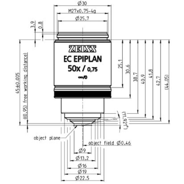 ZEISS Obiektyw Objektiv EC Epiplan 50x/0,75 M27