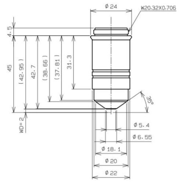 Evident Olympus Obiektyw Objektiv LUMPLFLN60XW/1.0, w.d.2 mm