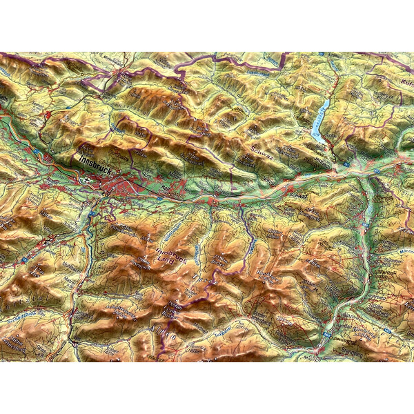 Georelief Mapa regionalna Tirol (77 x 57 cm) 3D Reliefkarte mit Alu-Rahmen