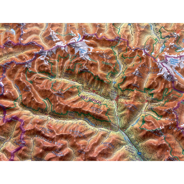 Georelief Mapa regionalna Tirol (78 x 58 cm) 3D Reliefkarte mit Holzrahmen