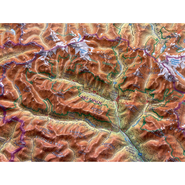 Georelief Mapa regionalna Tirol (77 x 57 cm) 3D Reliefkarte mit Alu-Rahmen