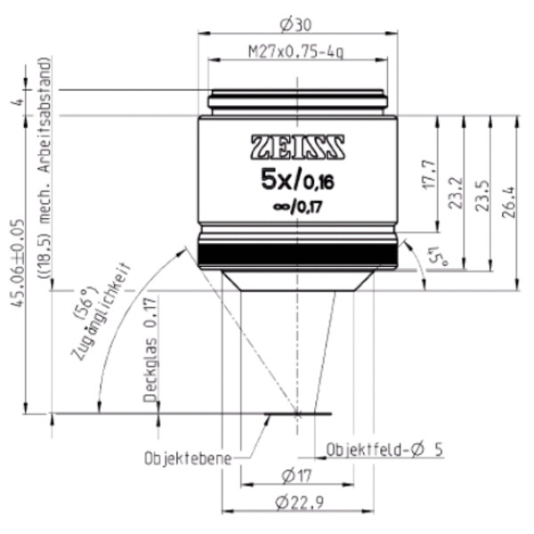 ZEISS Obiektyw Objektiv EC Plan-Neofluar, 5x/0,16 wd= 8,5mm