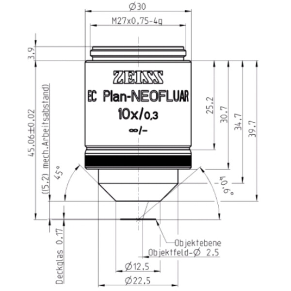 ZEISS Obiektyw Objektiv EC Plan-Neofluar, 10x/0,3 wd=5,2mm