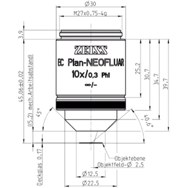ZEISS Obiektyw Objektiv EC Plan-Neofluar, Ph1, 10x/0,3 wd=5,2mm