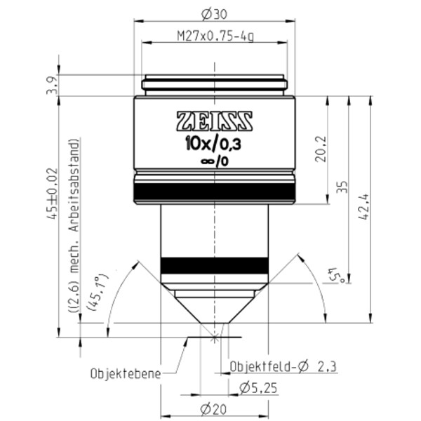 ZEISS Obiektyw Objektiv W N-Achroplan 10x/0,3 wd=2,6mm