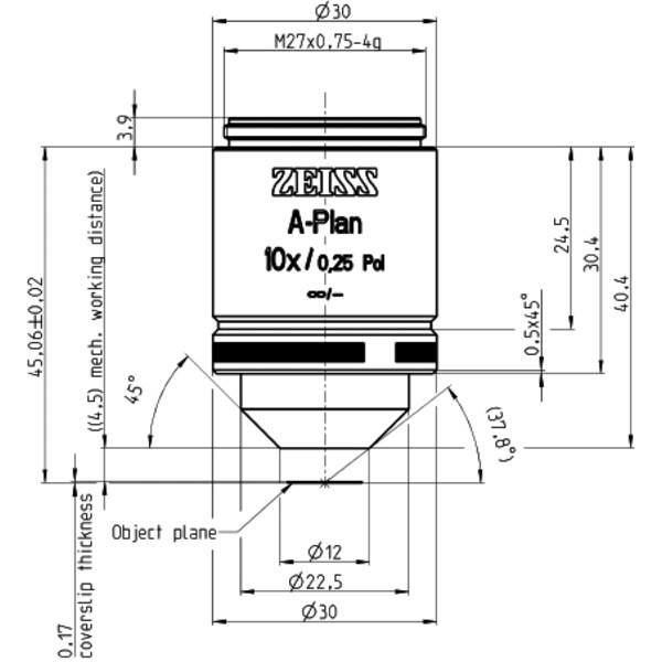 ZEISS Obiektyw Objektiv A-Plan 10x/0,25 Pol wd=4,5mm