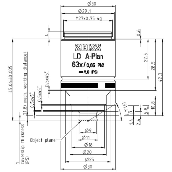 ZEISS Obiektyw Objektiv LD A-Plan 63x/0,65 Ph2 wd=1,8mm