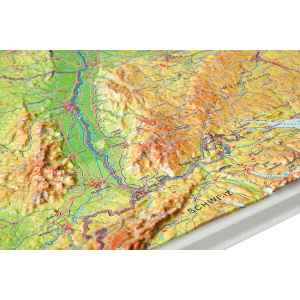 Georelief Niemcy, mapa plastyczna 3D, duża, w oprawie drewnianej