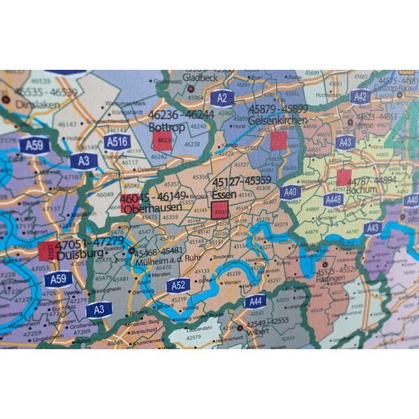 GeoMetro Mapa regionalna Nordrhein-Westfalen Postleitzahlen PLZ NRW (118 x 100 cm)