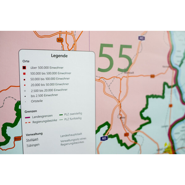 GeoMetro Mapa regionalna Hessen Postleitzahlen PLZ (100 x 140 cm)