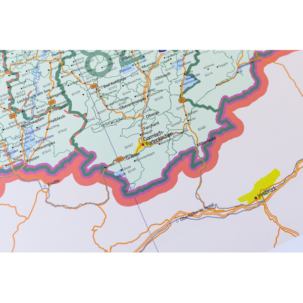 GeoMetro Mapa regionalna Bayern Postleitzahlen PLZ (100 x 140 cm)