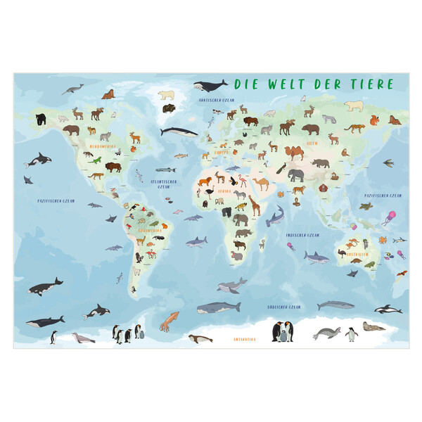GeoMetro Mapa dla dzieci Die Welt der Tiere (84 x 60 cm)