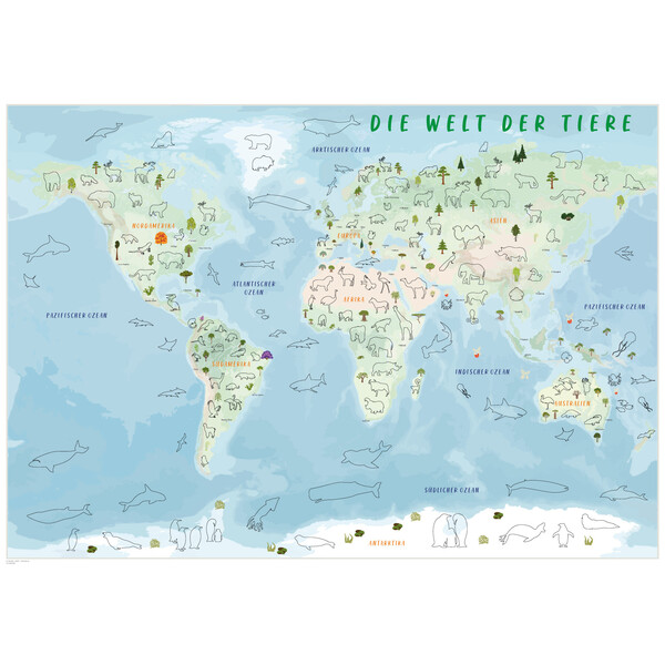 GeoMetro Mapa dla dzieci Die Welt der Tiere (84 x 60 cm)