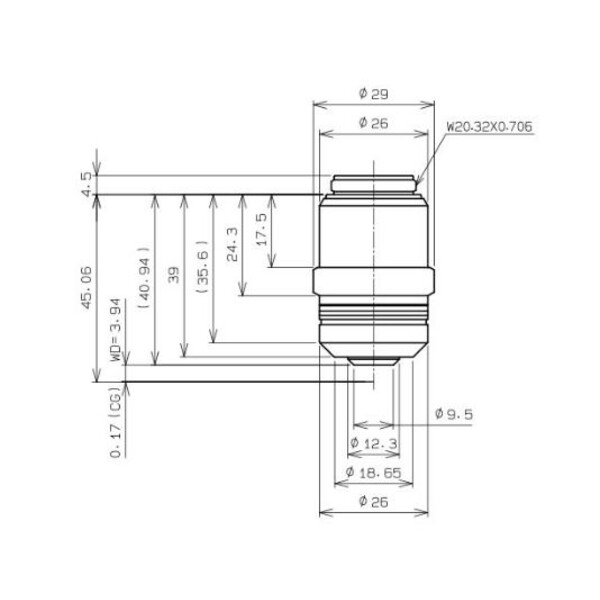 Evident Olympus Obiektyw Objektiv LPLN40X/0.65, plan, infinity, dry, w.d.3.4-4.10, Deckglas 0-1.00