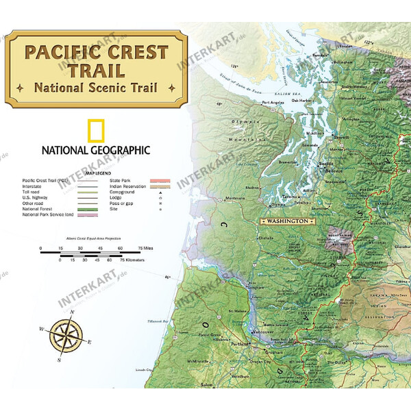 National Geographic Mapa regionalna Pacific Crest Trail (46 x 122 cm)