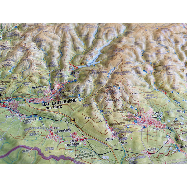 Georelief Mapa reliefowa Harz 3D (77 x 57 cm)