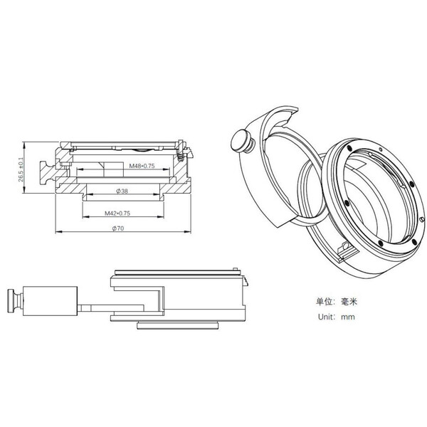 Pierro Astro Adapter Canon EOS - T2 z uchwytem filtra ZWO