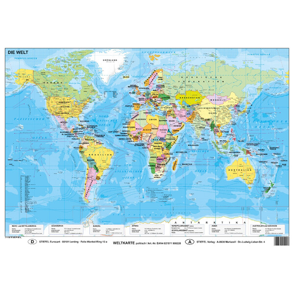 Stiefel Mapa świata polityczny (59,4 x 42 cm) DIN A2