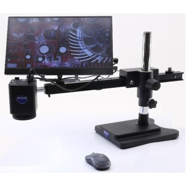 Optika Mikroskop IS-4K2, zoom 1x-18x, autofokus, 8 MP, 4K Ultra HD, zwisający statyw, ekran 15,6"