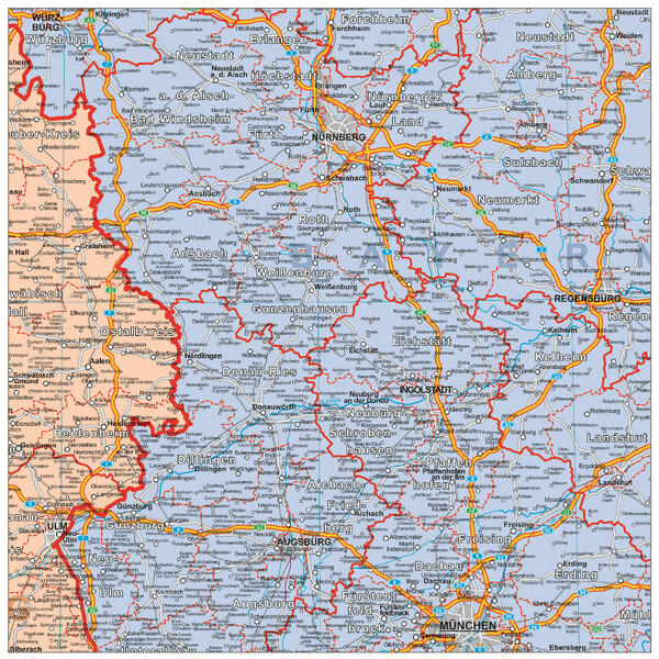Stiefel Mapa organizacji politycznej Niemiec (100 cm x 140 cm)