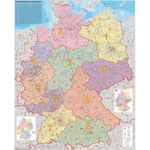 Stiefel Niemcy mapa kodów pocztowych polityczna (100 cm x 140 cm)
