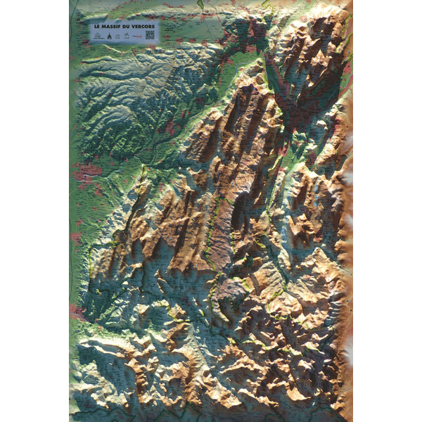 3Dmap Mapa regionalna Le massif du Vercors (61 cm x 41 cm)