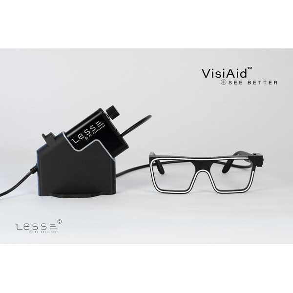 LESS Lupa VisiAid, okulary oświetleniowe, kompletny zestaw, stół