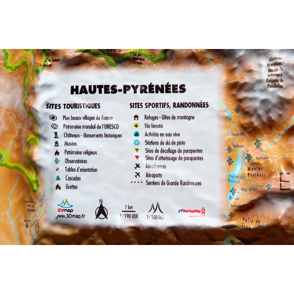 3Dmap Mapa regionalna Hautes-Pyrénées (61cm x 41cm)