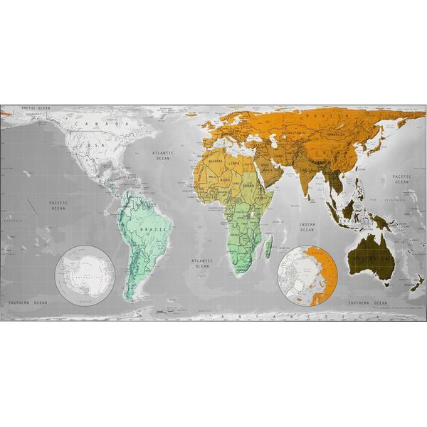 The Future Mapping Company Future Map Weltkarte minze-orange-khaki