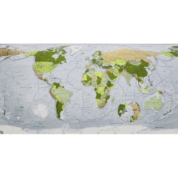 The Future Mapping Company Colour Map Weltkarte khaki-gelb-salbei-gold
