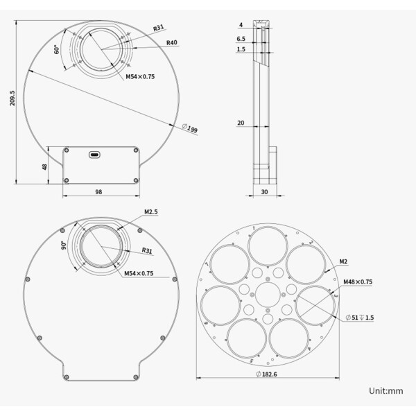 ZWO Filterrad EFW 7x 2"