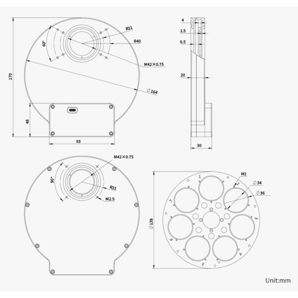 ZWO Koło filtrów EFW 7x 36 mm
