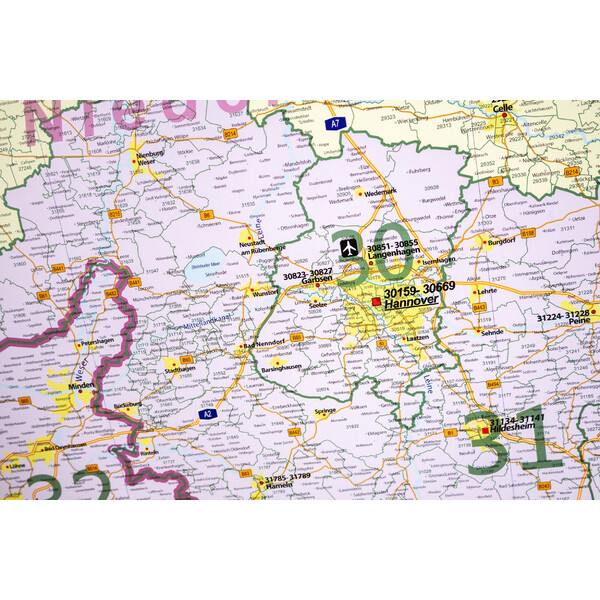 GeoMetro Mapa regionalna Kody pocztowe Dolnej Saksonii (100 x 110 cm)