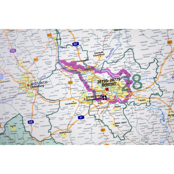 GeoMetro Mapa regionalna Kody pocztowe Dolnej Saksonii (100 x 110 cm)