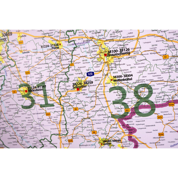 GeoMetro Mapa regionalna Kody pocztowe Dolnej Saksonii (100 x 110 cm)