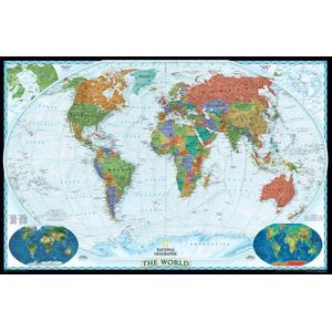 National Geographic Ozdobna polityczny  mapa świata, duża, laminowana