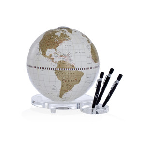 Zoffoli Globus Desk Globe Balance white/ gold with pen holder
