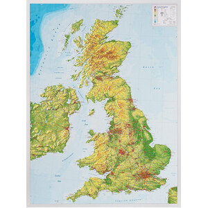 Georelief Wielka Brytania, mapa reliefowa 3D, duża