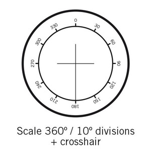 Motic Płytka z siatką kątomierz 360°, stopniowanie 30° i krzyż nitek, (śr. 25 mm)