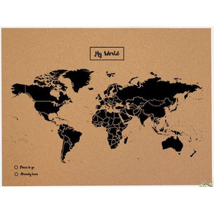 Miss Wood Mapa świata Woody Map Natural Cork XL black