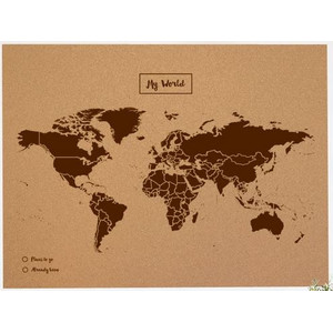 Miss Wood Mapa świata Woody Map Natural Cork XL brown