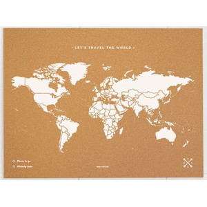 Miss Wood Mapa świata Woody Map Natural Cork XL white