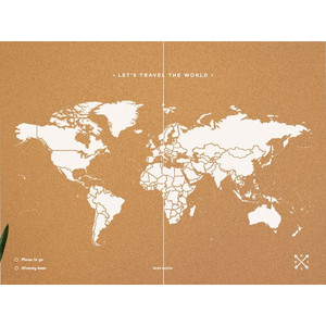 Miss Wood Mapa świata Woody Map Natural Cork XXL white