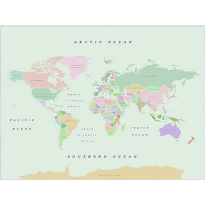 Miss Wood Mapa świata Woody Map Watercolor Retro L