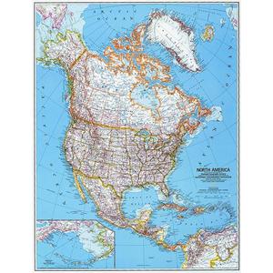 National Geographic Mapa kontynentalna Ameryka Północna, polityczny , duża